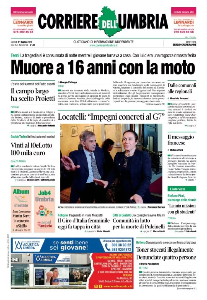 Prima-pagina-corriere umbria-del-2024-07-11